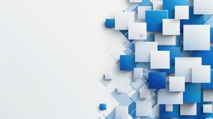 Blue abstract geometric shapes on a white background with free space for text, perfect for modern business card design.