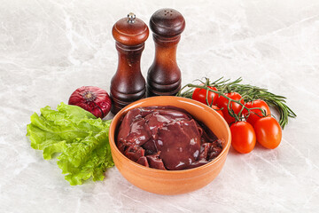 Raw turkey liver in a bowl ready for cooking