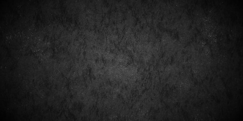 Old wall stone for dark black distressed grunge rough concrete wall background wallpaper. Abstract black stone wall texture grunge rock surface. dark gray background backdrop. wide panoramic banner.