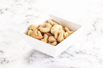 Cashew nuts heap in the bowl