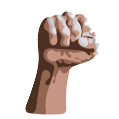 symbol of a clinched fist isolated on white background