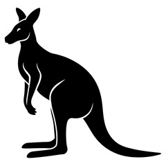 kangaroo black silhouette vector art illustration.