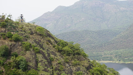 Obraz premium View Tower from sightseeing place at kodaikanal. Silver falls is visible
