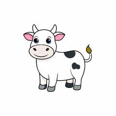 Cute cartoon cow flat color isolated vector illustrations.