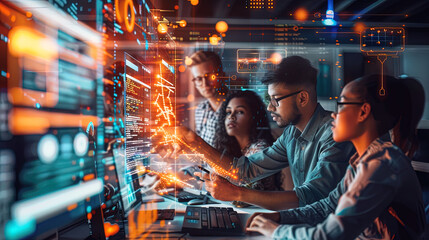 Diverse Team Working on a Project - Innovation and Technology in a Modern Office