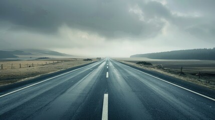 Fototapeta premium An empty highway stretching into the distance, evoking the idea of limitless possibilities