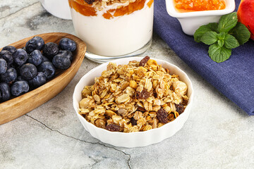 Granola museli cereal for breakfast