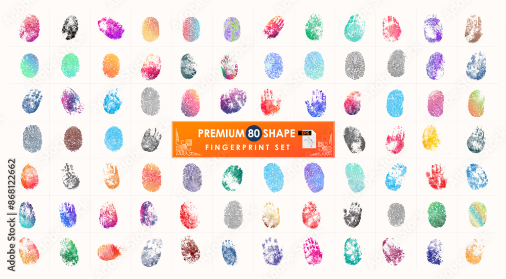 Poster fingerprint collection. a large collection of all types of fingerprints and handprints.