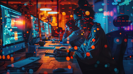 Diverse Team Working on a Project - Innovation and Technology in a Modern Office