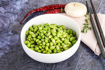 Bowl of delicious edamame beans