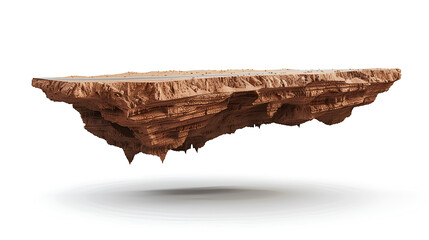 illustration with cut of the ground and the desert road floating in the air, isolated on white background