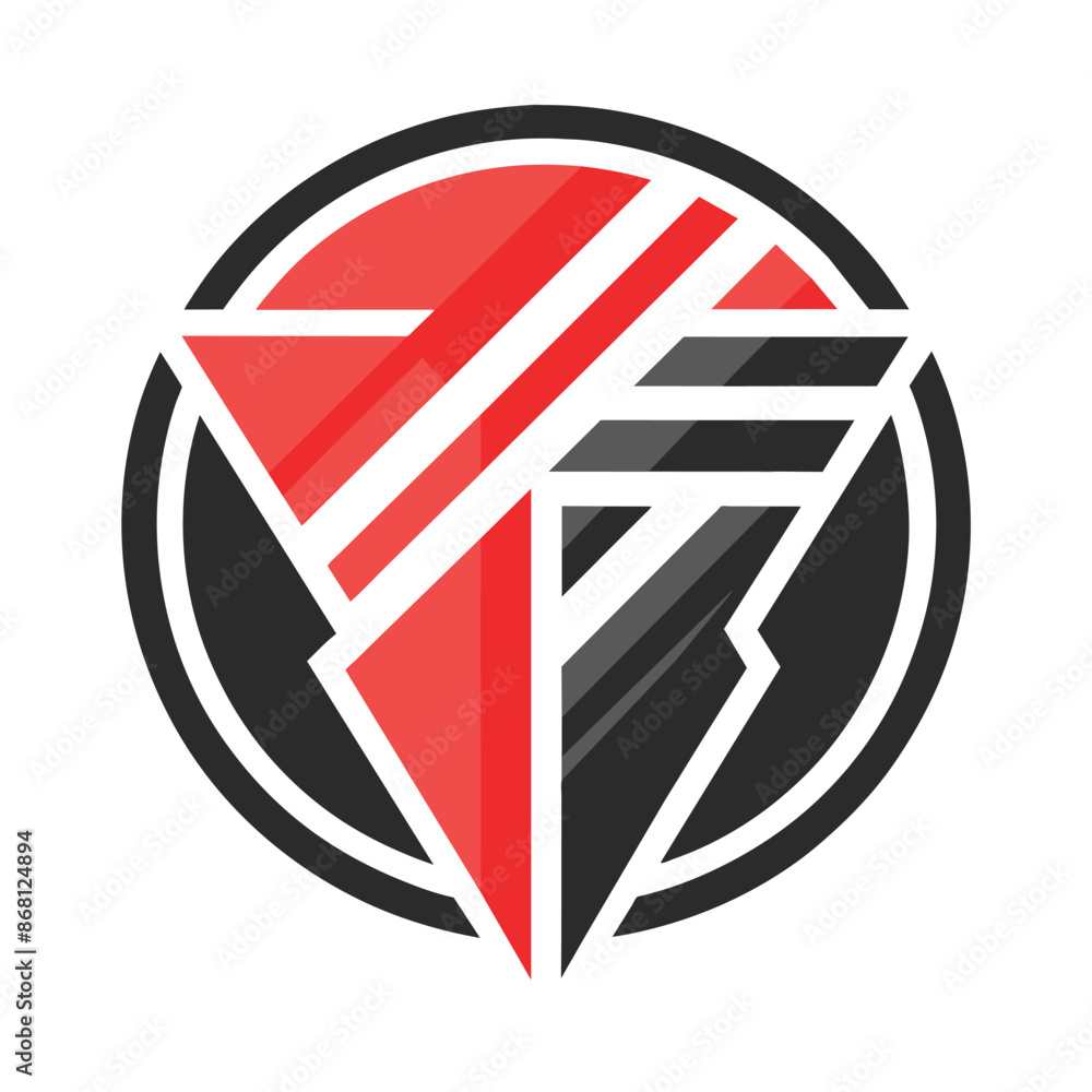 Poster clean design featuring bold strokes and lines in red and black for a company logo, use of bold strok
