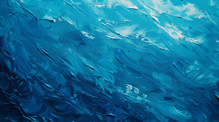 Abstract blue sea background with oil paint, Summer art background, Natural light blue texture of the waves,Turquoise blue, Oil painting on canvas