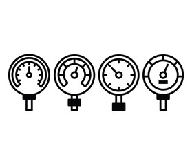 manometer measure air gauge icon symbol sign vector design black white color simple modern illustration collection set