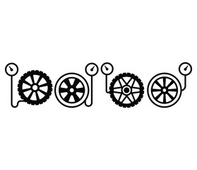 Fototapeta premium inflate tire car wheel icon symbol sign vector design black white color simple modern illustration collection set