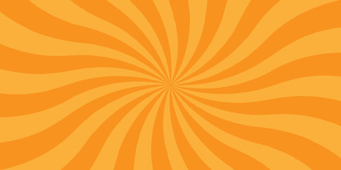Vector Abstract orange sun rays and sunburst backdrop background. seamless retro vintage burst sunrise sunbeam element spiral striped illustration sunray template wallpaper design.