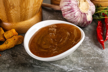 Indian curry sauce in the bowl