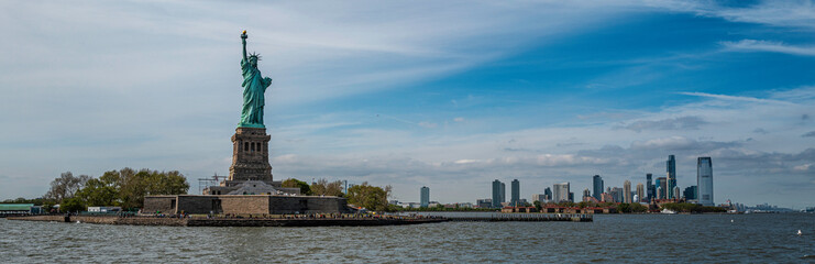 statue of liberty and nyc skyline