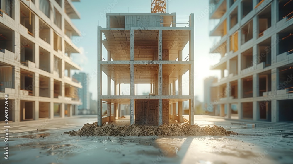 Poster concept of the building is inspected. developer of real estate. designed to withstand earthquakes, c