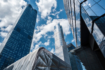 New York modern office buildings with sky