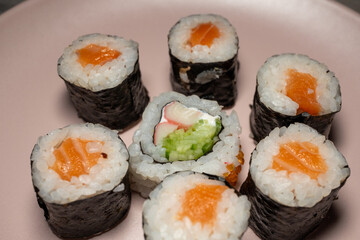 sushi with chopsticks