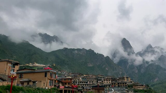 The Natural Landscape of Villages in Zhagana Scenic Area, Gansu Province
