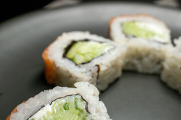 sushi with chopsticks