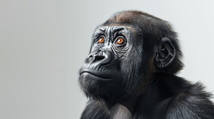 Obraz premium Close-up portrait of a gorilla against white backdrop.
