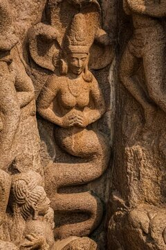 Exclusive Monolithic Rock Carved- Arjuna penance is UNESCO's World Heritage Site located at Mamallapuram or Mahabalipuram in Tamil Nadu, Great South India.	