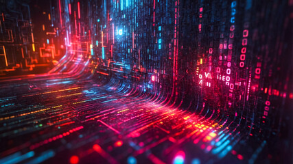 Abstract hi-tech background made of rectangular shapes and lines. data flow and geometric forms