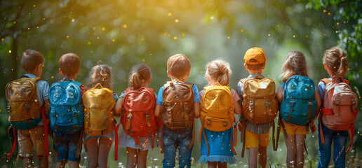 Naklejka premium Summer Camp Fun: Happy Children Enjoying Outdoor Activities in Sunny Weather