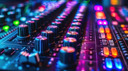 Audio mixer control analog professional equalizer mixing console background wallpaper AI generated image