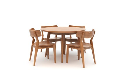 3D Rendering of Table and Chairs Dining Set, Isolated

