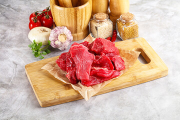 Sliced raw beef meat for cooking