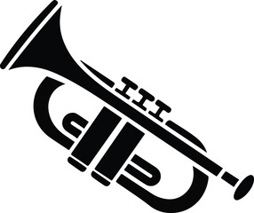 Vector hand drawn illustration of trumpet. Isolated on black.