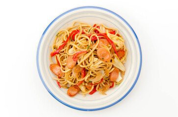 沖縄焼きそば　沖縄そばを使った焼きそば