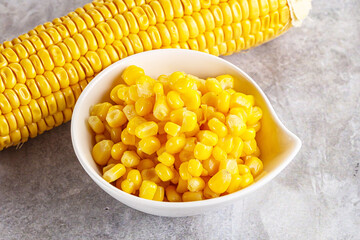 Marinated corn in the bowl