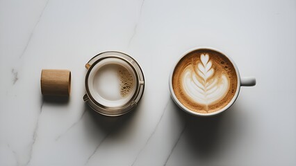 Fototapeta premium Coffee Cup on Marble Surface. 