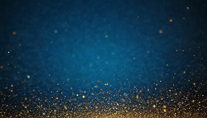Obraz premium Abstract blue background with golden light shine spark glitter particles. Gold foil texture.