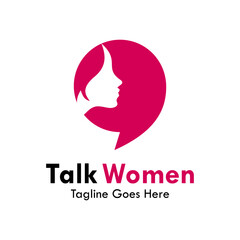 Talk women design logo template illustration