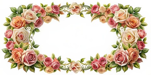 A beautifully designed frame adorned with elegant roses, roses, floral, elegance, decoration, background, nature, romantic