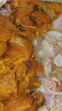 Cooking preparation of Bresse chicken meat. It is the most testier meat in the world to cook delicious and famous recipe like peri-peri, butter chicken, fried, Pollo al acuyo, Karaage, Ayam goreng