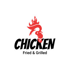 Fire chicken logo, fire chicken heat symbol vector icon illustration, animal logo, fast food restaurant app icon