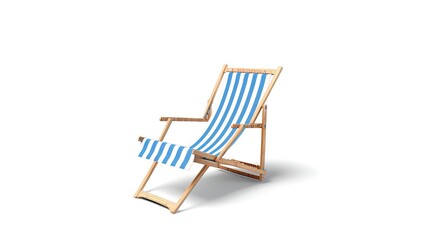 Blue Striped Beach Chair for Summer Getaways, Isolated

