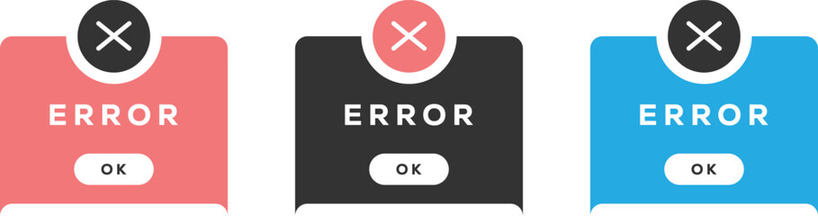 Error pop up notification icon. Error sign. Pop up notification sign