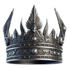Viking style metal crown on transparent background, Generative AI	

