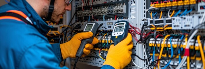 Visual safety guidelines for high voltage electricians portrayed in workplace signage