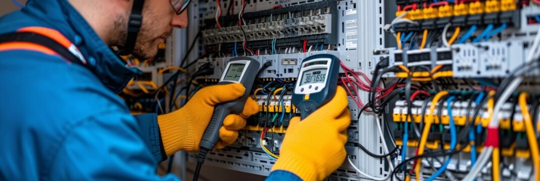 Visual safety guidelines for high voltage electricians portrayed in workplace signage