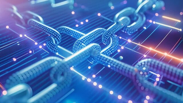 A chain is displayed on a dark surface, Depict the concept of consensus algorithms in blockchain