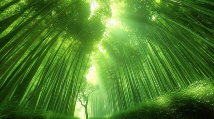 Fototapeta premium A lush green forest with a tree in the middle